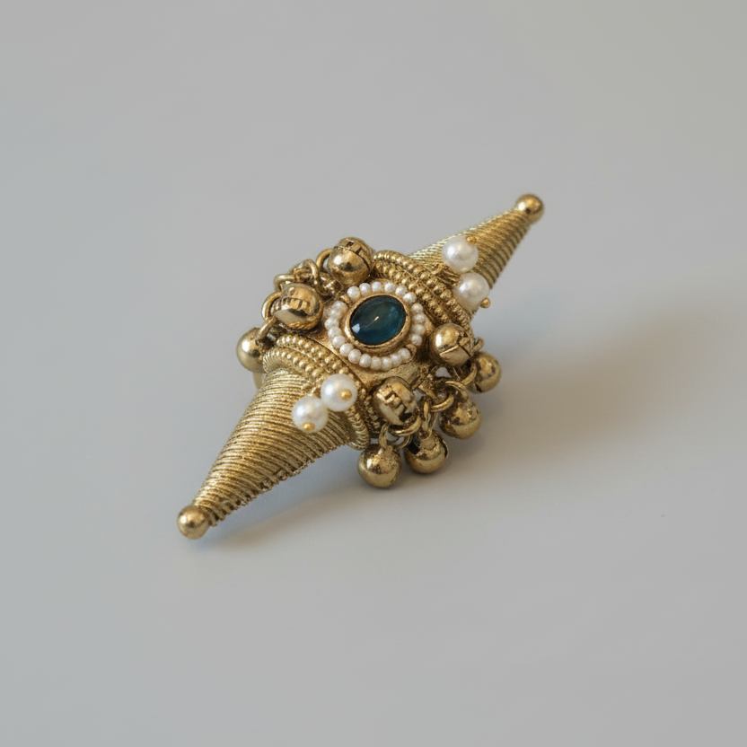 Zyra Adjustable Kashmiri Ring (Green)