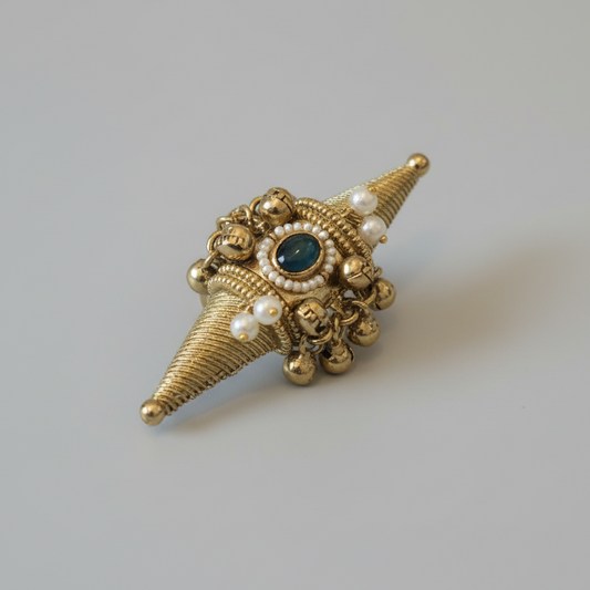 Zyra Adjustable Kashmiri Ring (Green)
