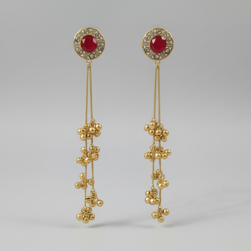 Aabha Kashmiri Earrings (Red)
