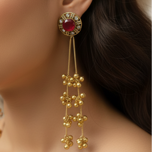 Aabha Kashmiri Earrings (Red)