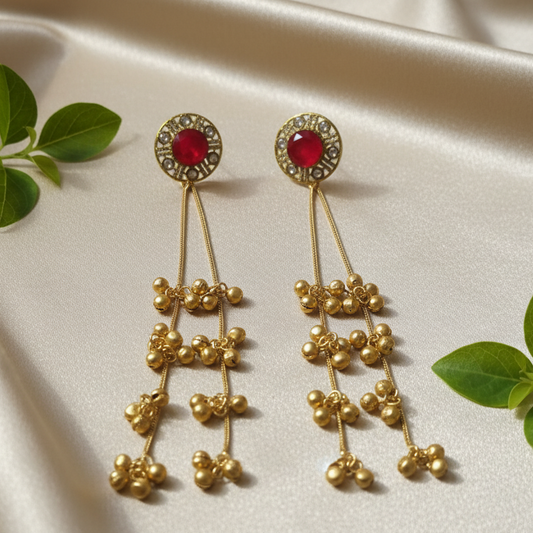 Aabha Kashmiri Earrings (Red)