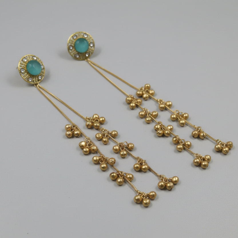 Aabha Kashmiri Earrings (Sea Blue)