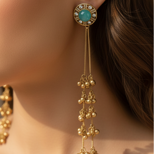 Aabha Kashmiri Earrings (Sea Blue)