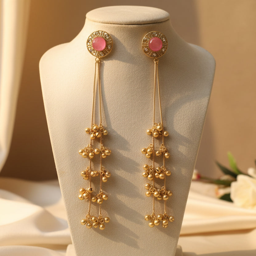 Aabha Kashmiri Earrings (Pink)