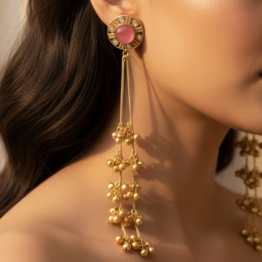 Aabha Kashmiri Earrings (Pink)