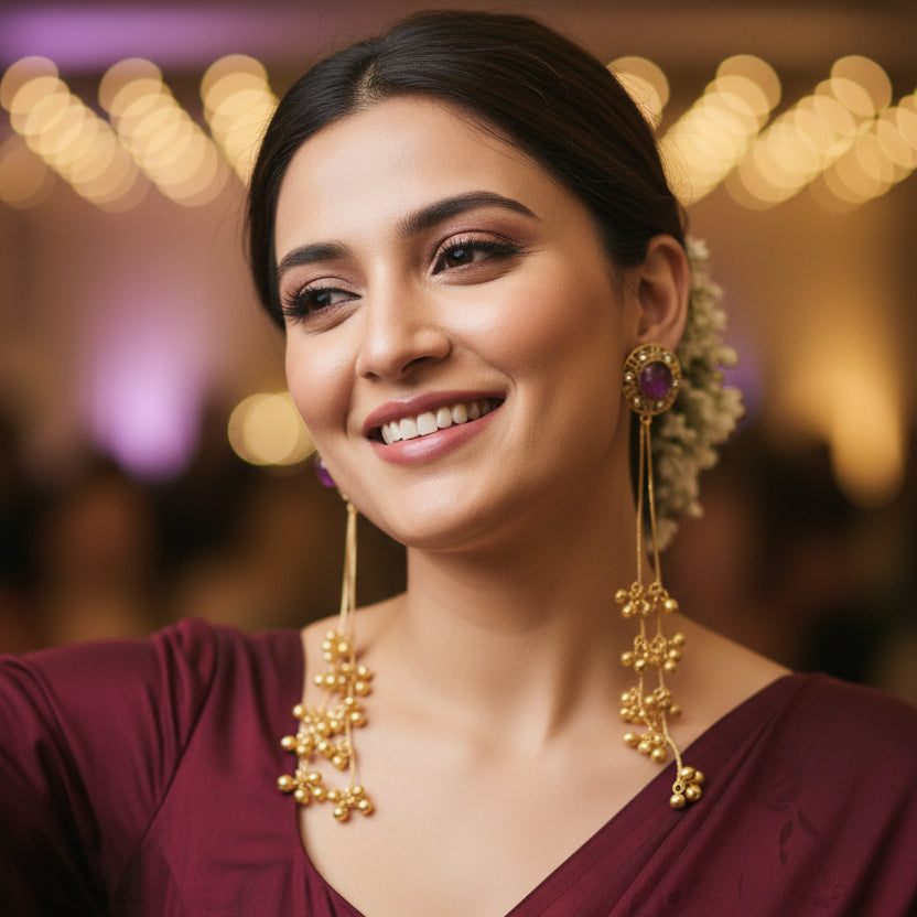 Aabha Kashmiri Earrings (Purple)