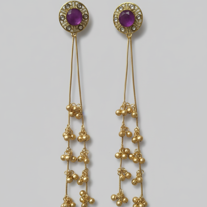 Aabha Kashmiri Earrings (Purple)