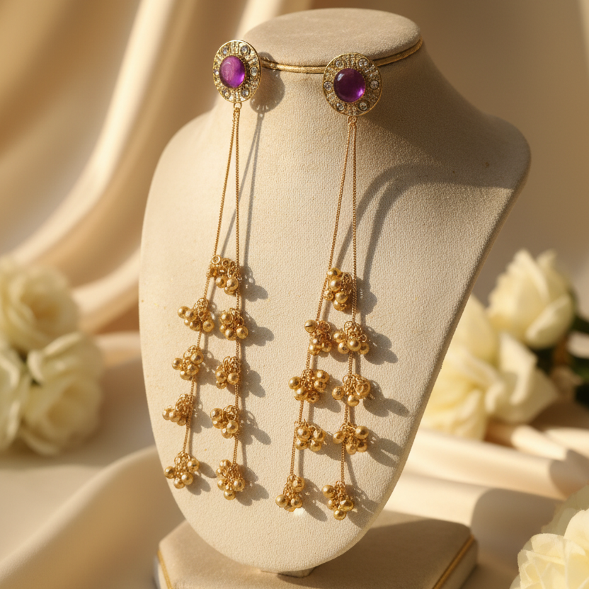 Aabha Kashmiri Earrings (Purple)