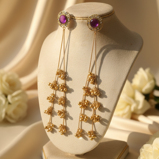 Aabha Kashmiri Earrings (Purple)