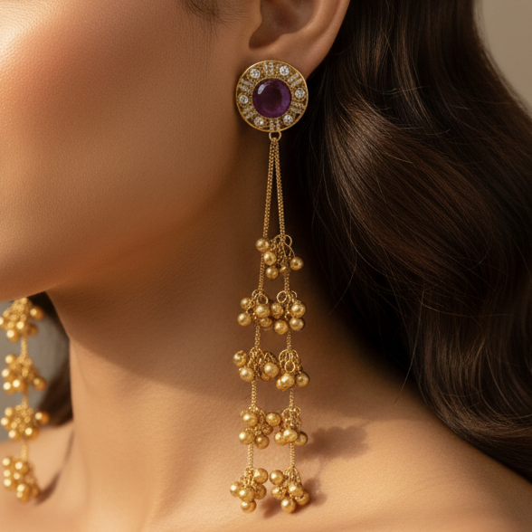Aabha Kashmiri Earrings (Purple)