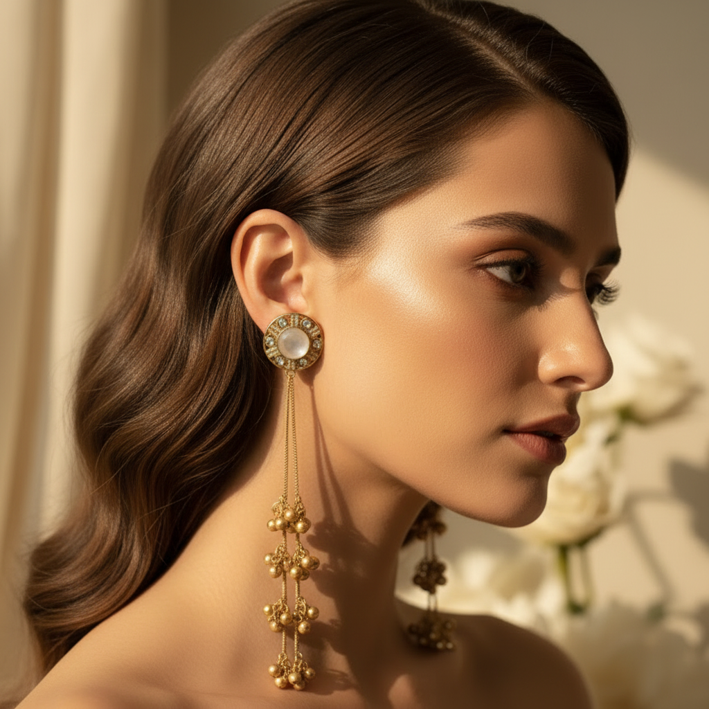 Aabha Kashmiri Earrings (White)