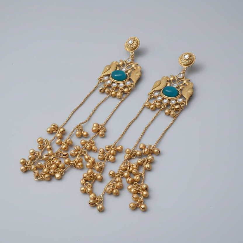 Mayura Kashmiri Earrings (Blue)