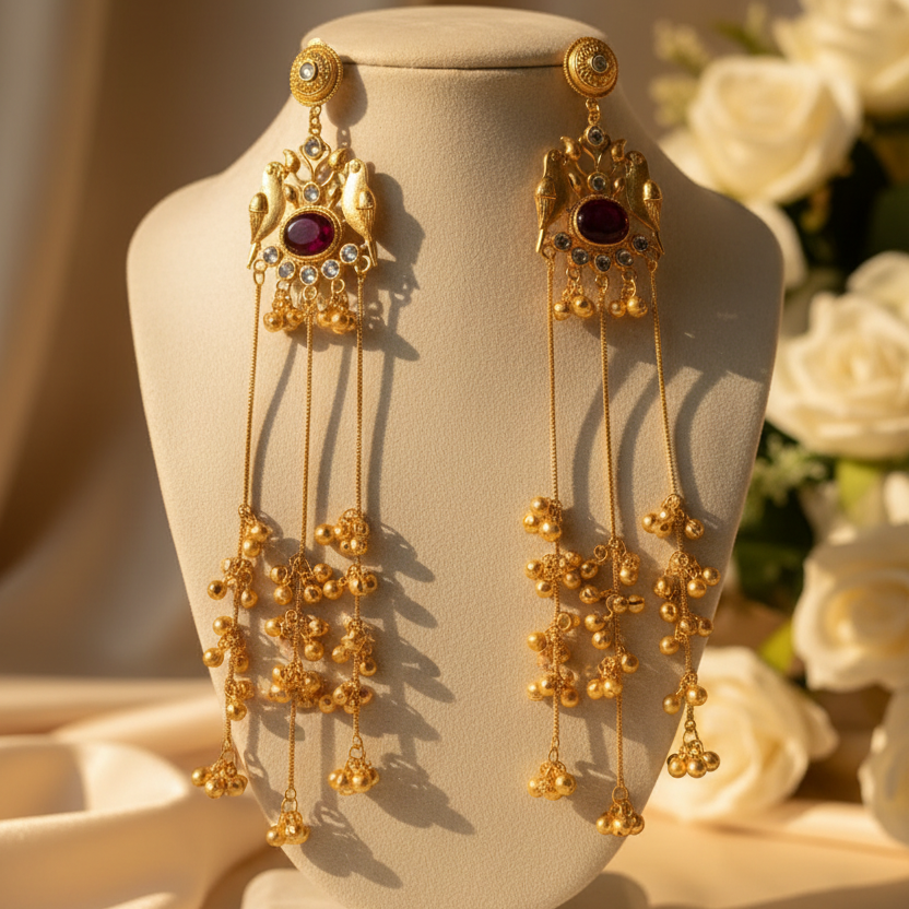 Mayura Kashmiri Earrings (Wine)