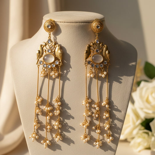 Mayura Kashmiri Earrings (White)