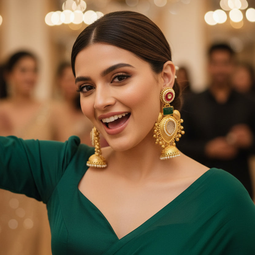 Rajsi Kashmiri Earrings (Red-Green)