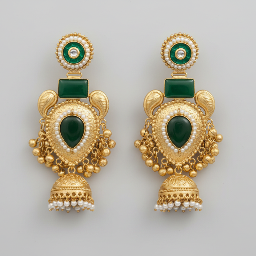 Rajsi Kashmiri Earrings (Green)