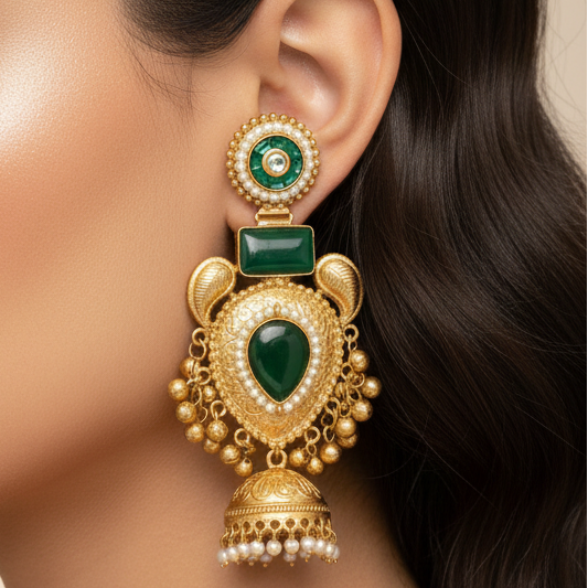 Rajsi Kashmiri Earrings (Green)