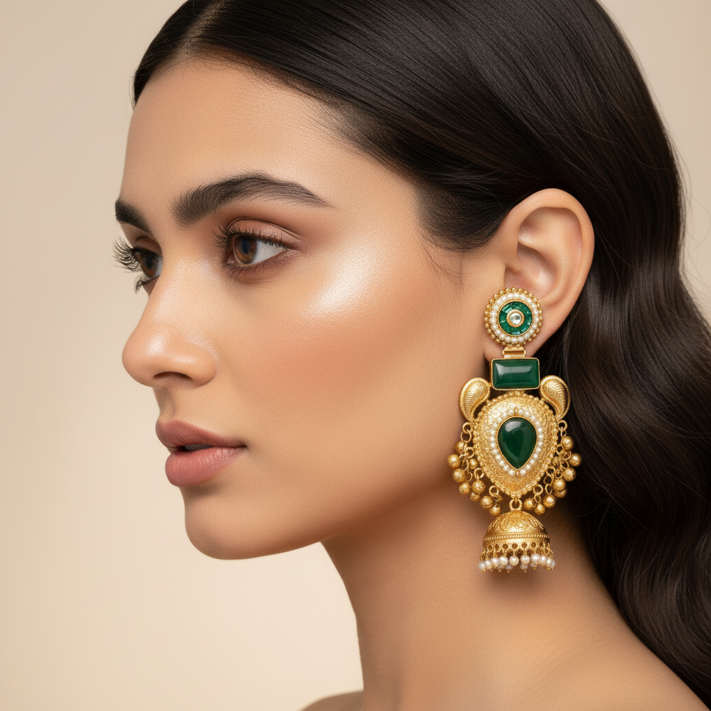 Rajsi Kashmiri Earrings (Green)