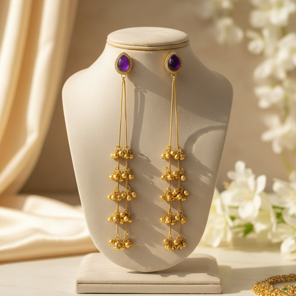 Raha Kashmiri Earrings (Purple)