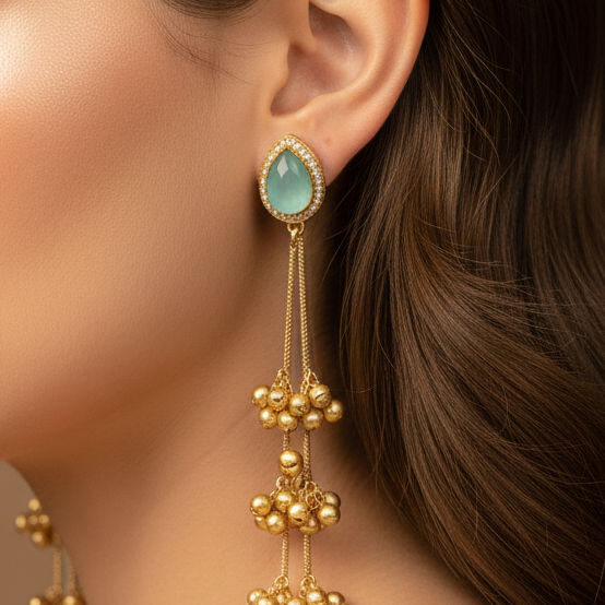 Raha Kashmiri Earrings (Mint Green)