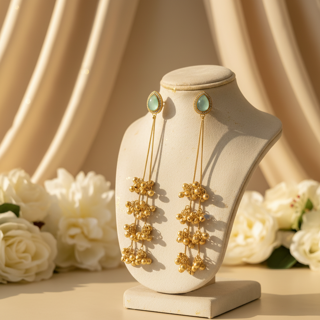 Raha Kashmiri Earrings (Mint Green)