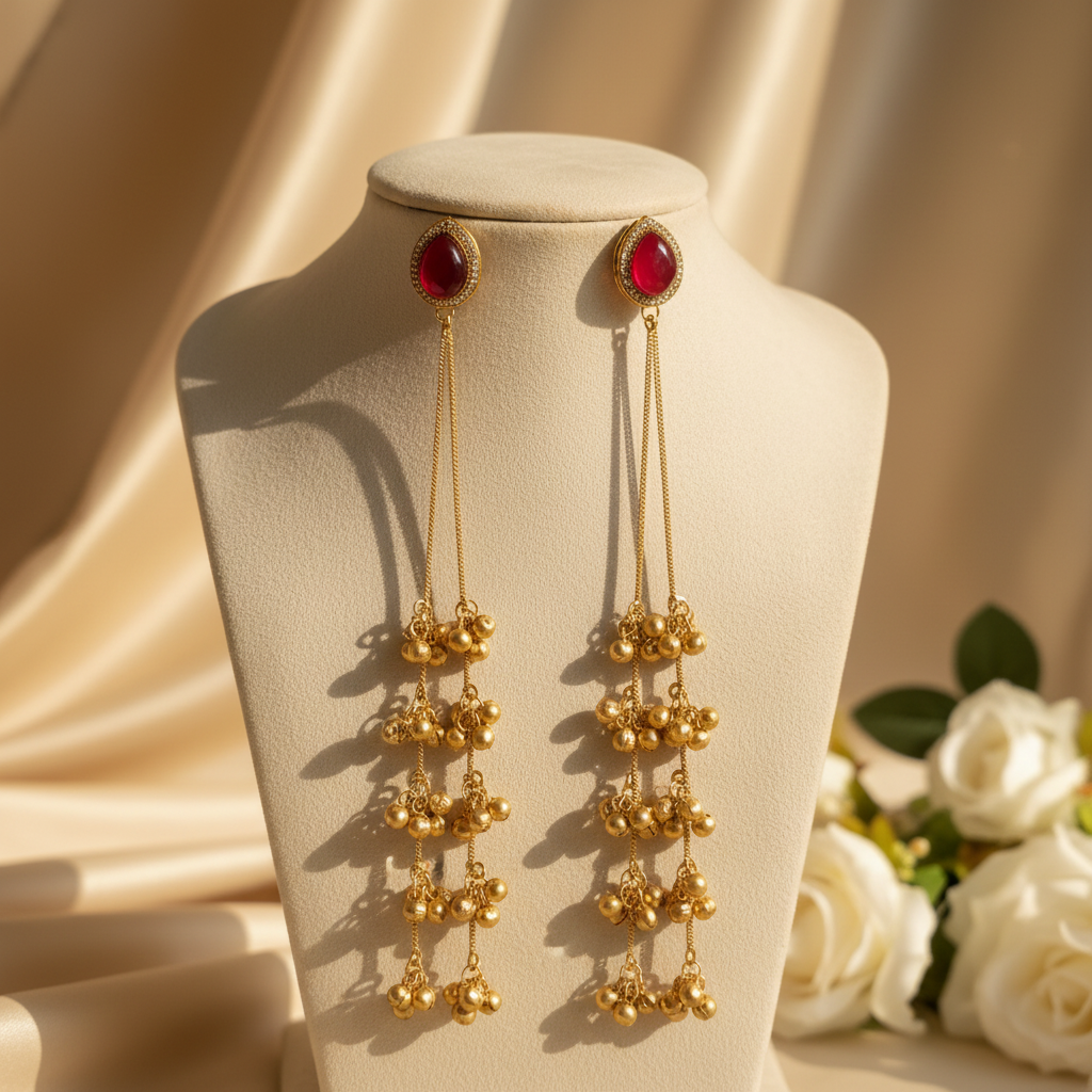 Raha Kashmiri Earrings (Wine)