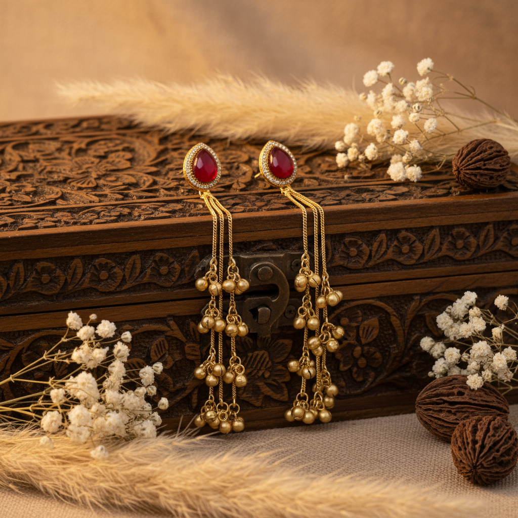 Raha Kashmiri Earrings (Wine)