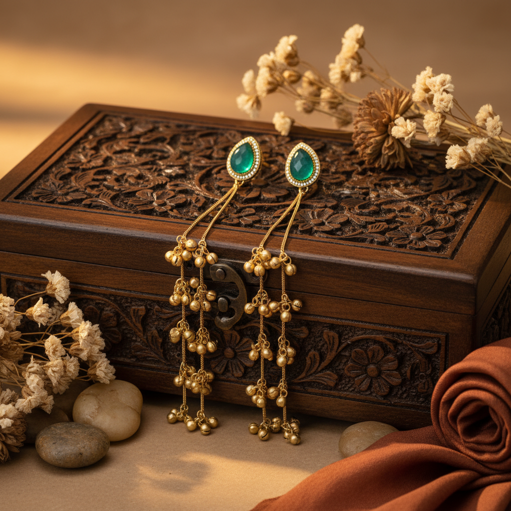 Raha Kashmiri Earrings (Green)