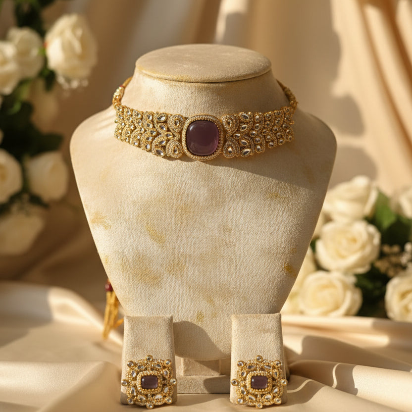 Maira Chokar Necklace (Purple)