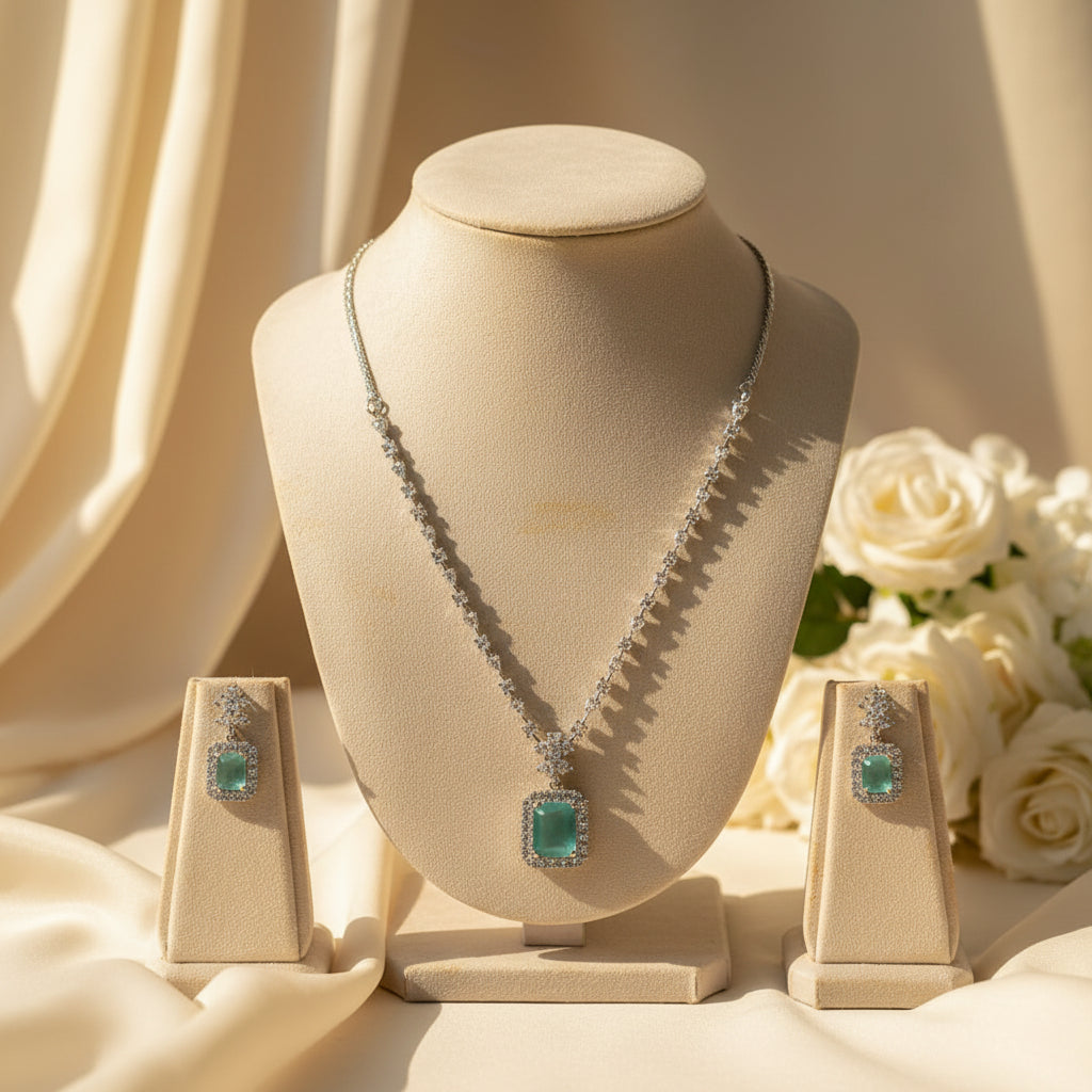 Evara AD Necklace (Mint Green)