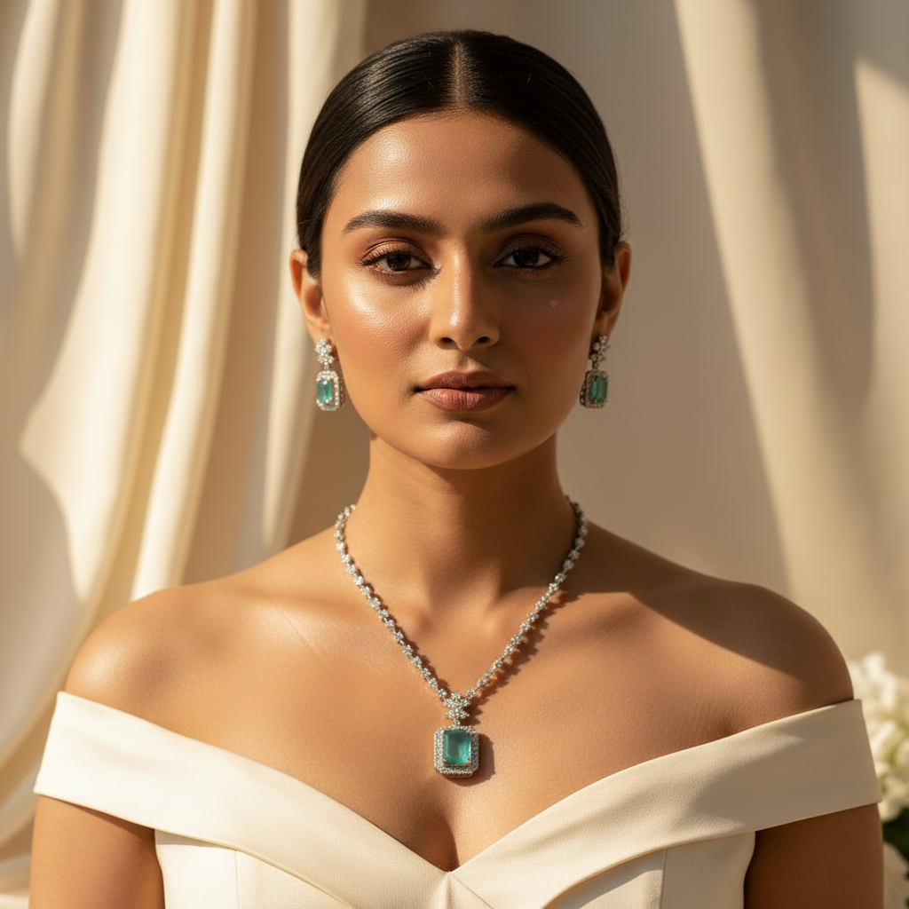 Evara AD Necklace (Mint Green)