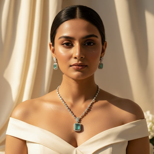 Evara AD Necklace (Mint Green)