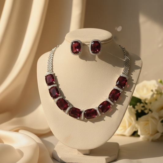 Orra AD Necklace (Wine)