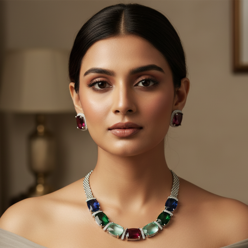 Orra AD Necklace (Multi-colour)