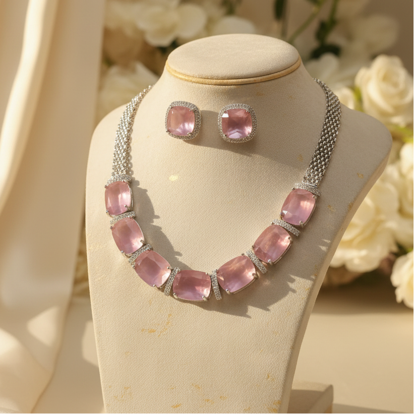 Orra AD Necklace (Pink)