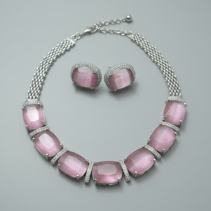 Orra AD Necklace (Pink)