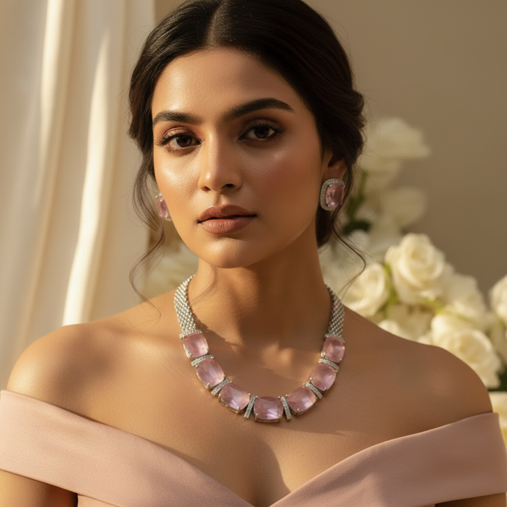 Orra AD Necklace (Pink)
