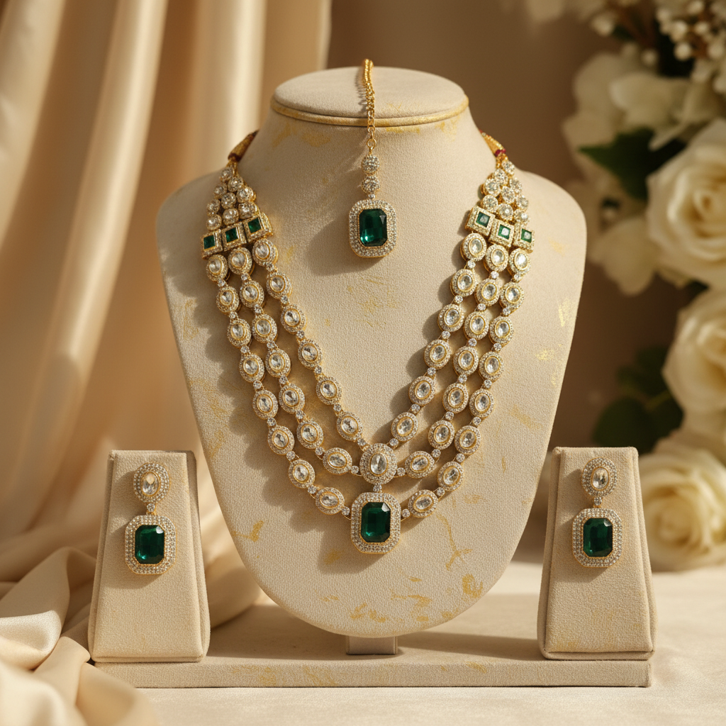 Riya Layered Necklace (Green)