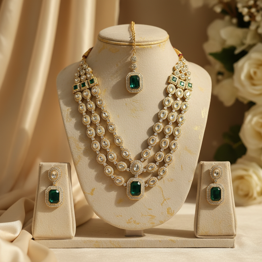 Riya Layered Necklace (Green)