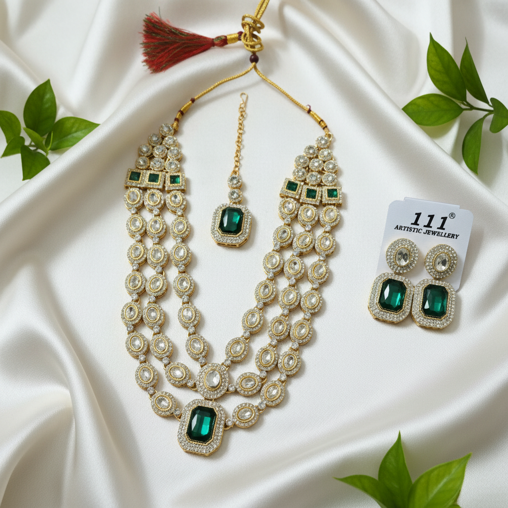 Riya Layered Necklace (Green)