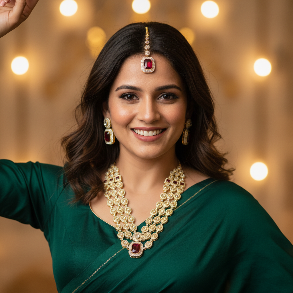 Riya Layered Necklace (Wine)