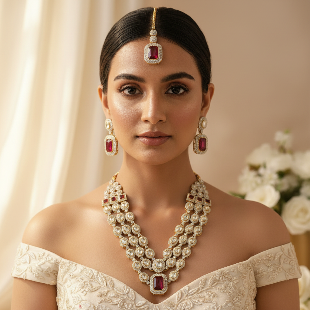 Riya Layered Necklace (Wine)