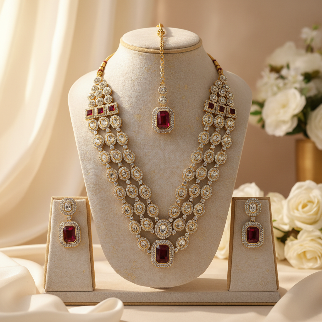Riya Layered Necklace (Wine)
