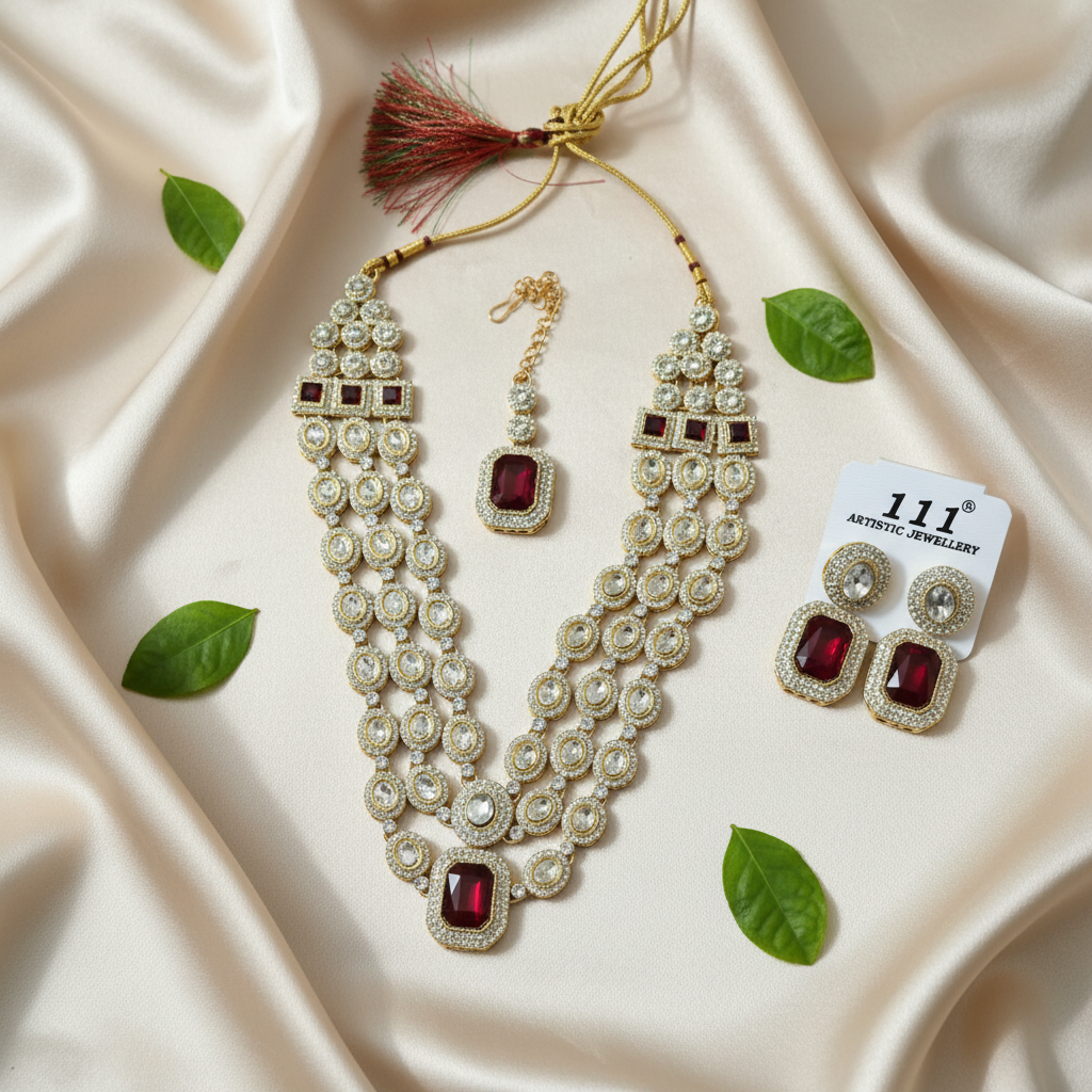 Riya Layered Necklace (Wine)