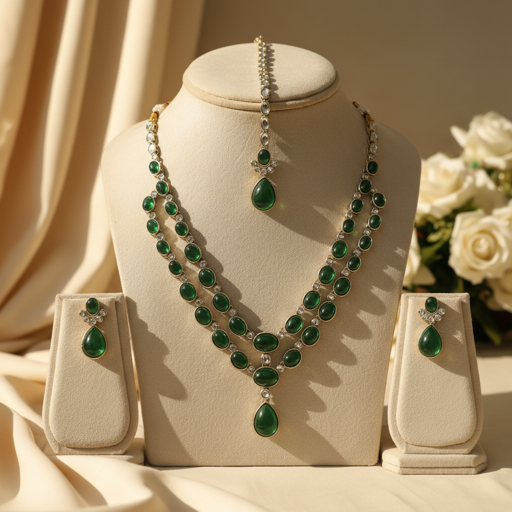 Nehal Layered Necklace (Green)