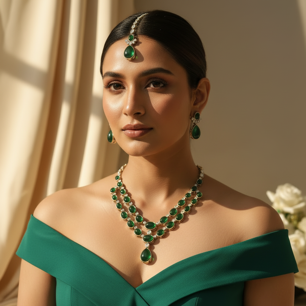 Nehal Layered Necklace (Green)