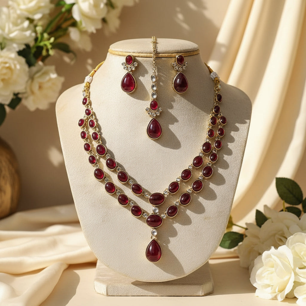 Nehal Layered Necklace (Wine)