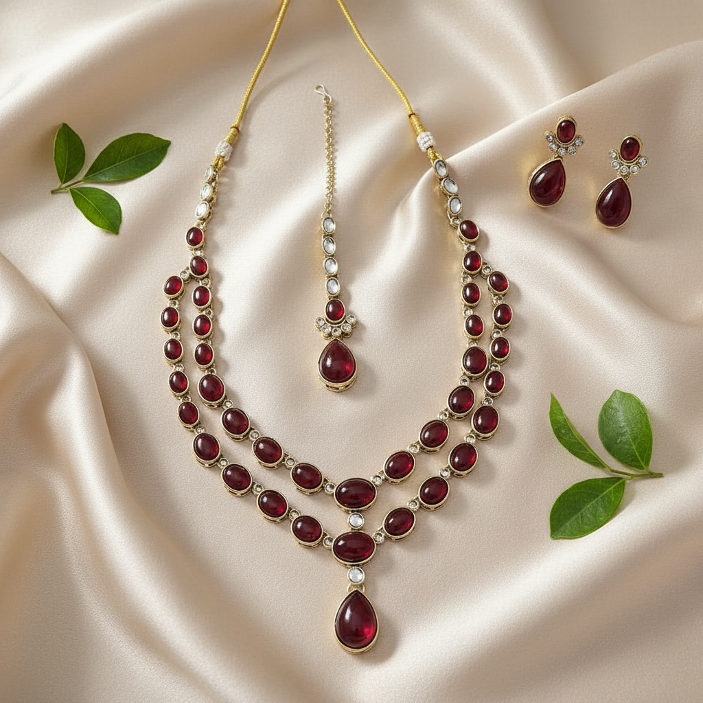 Nehal Layered Necklace (Wine)
