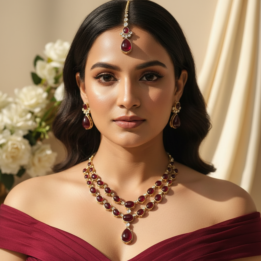 Nehal Layered Necklace (Wine)