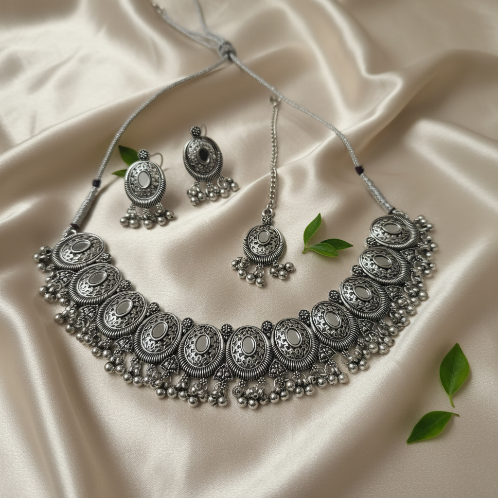 Nandani Oxidize Necklace with Maang tikka